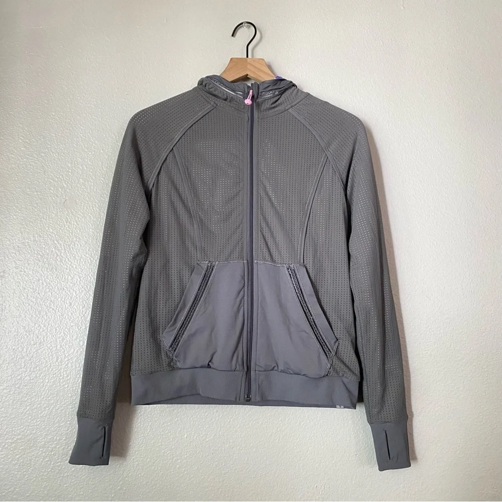 Ivivva Lululemon Girls Twice The Fun Reversible Hooded Zip Jacket Size 14 Purple